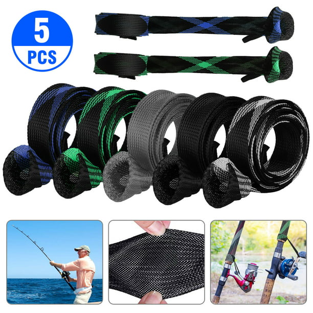 Fishing Rod Covers Sleeves Braided Spinning Mesh Pole Socks Bags Reaction Tackle